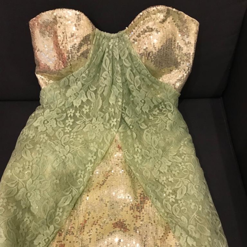 Custom made gold and green gown